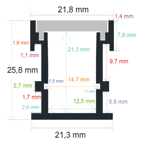 162226 Perfil LED empotrable en el suelo de exteriores 218 mm x 258 mm