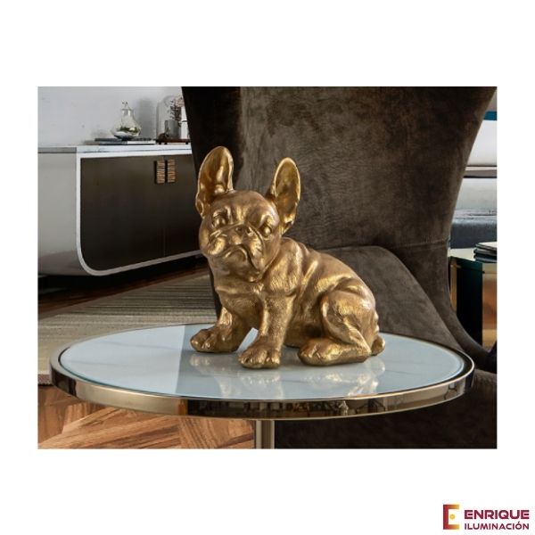 Figura pequeña perro Bulldog francés color oro de Schuller