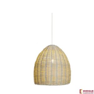 Lámpara colgante Java rattan natural PVC blanco Ineslam