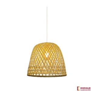 Lámpara colgante mimbre PVC blanco bamboo Ineslam