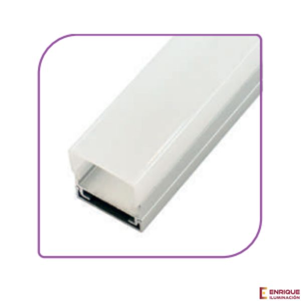 Perfil LED de superficie con opción colgante y difusor en ángulo recto de 19,2 mm x 20,21 mm