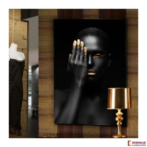 Cuadro de fotografia de persona en Oro Negro 80x120