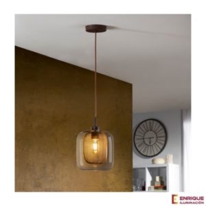 Colgante de techo estilo industrial FOX transparente LED Schuller