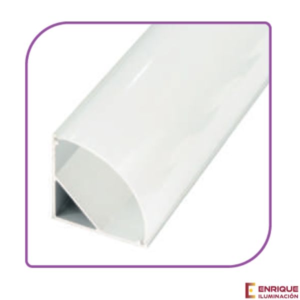 Perfil aluminio led superficie para esquina difusor curvo 30x30mm