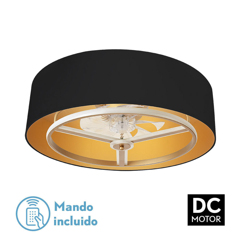 55 Ventilador Dc Anuska 60w Negro/oro-oro 70d 8 Aspas 6 Veloc. 5100lm 3 Colores Remoto,memoria,Reg.Intensidad,temporizador