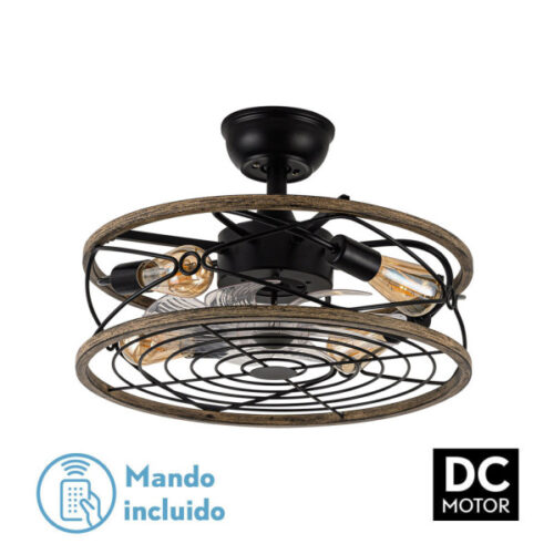 Ventilador DC 4xe27 Arcadia Negro 8 Aspas Transparentes 31/40x50x50cm 6 Velocidades C/remoto Y Temporizador