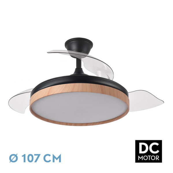 Ventilador de techo DC Evros LED 72w  Negro-Blanco/haya