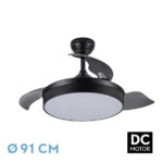 Ventilador Dc Cala Negro 48w 4800lm 3asp.desp 91d 6 Velocidades 3000-4000-6000k Remoto+temporiza+memoria