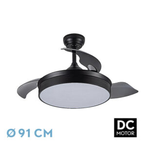 Ventilador Dc Cala Negro 48w 4800lm 3asp.desp 91d 6 Velocidades 3000-4000-6000k Remoto+temporiza+memoria