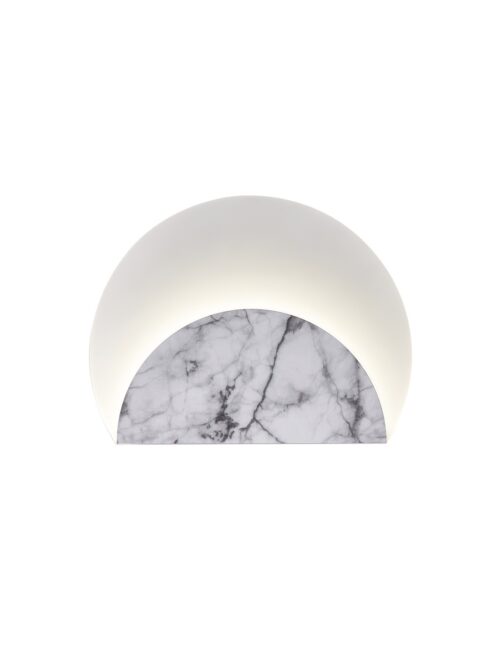aplique de pared led 12w 3000k mármol blanco + cristal opal