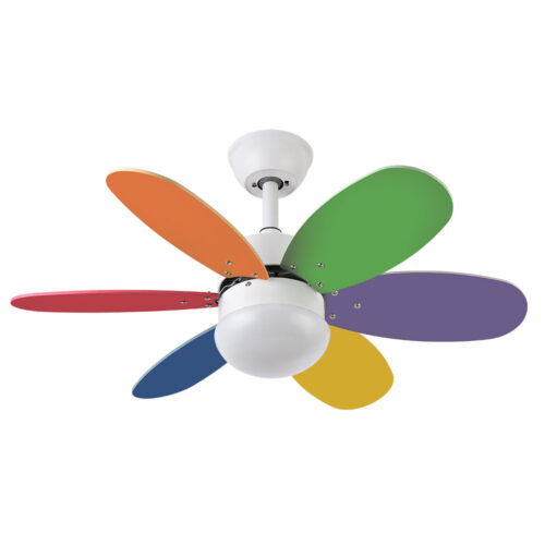 ventilador dc alves 1xe27 blanco 6 aspas colores 41x85d 6 veloc c remoto temporizador 1