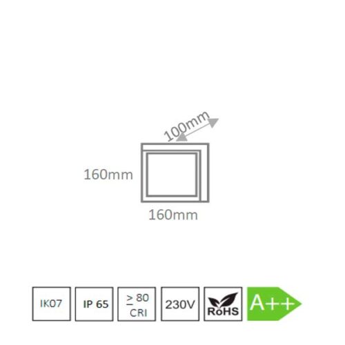 dora led cuadrado ip65 dimensiones