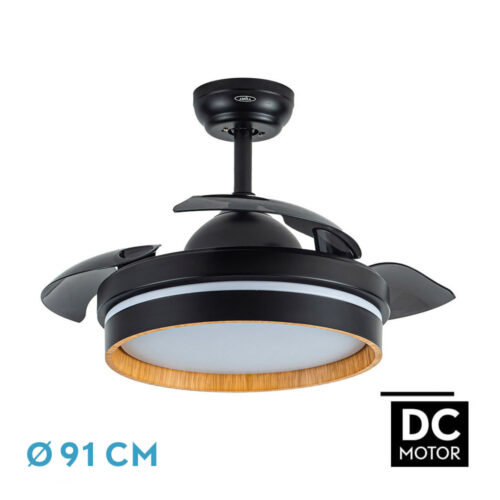 ventilador dc nalon 48w negro mad clara 3asp 91d 4800lm 3000 4000 6000k remoto memo temp