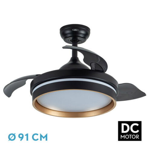 ventilador dc nalon 48w negro oro 3asp 91d 4800lm 6vel 3000 4000 6000k remoto memo temp