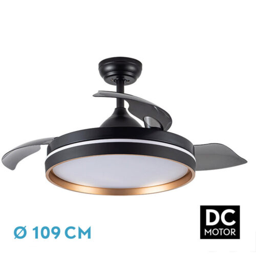 ventilador dc nalon 72w negro oro 3asp 109d 7200l 6vel 3000 4000 6000k remoto memor temp