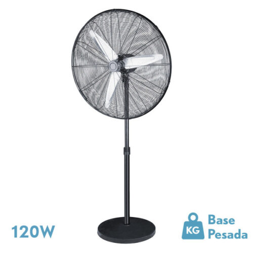 ventilador de pie alarcon 120w negro 3vel 55d 3asp aluminio plata orientable y oscilante