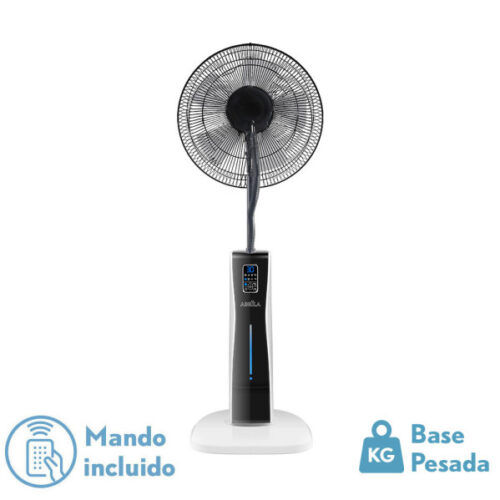 ventilador de pie corvo blan negro 3 vel 75w 5 asp 125x43x40cm c remoto y temporizador