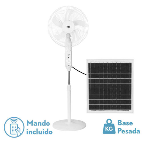 ventilador de pie solar clima blanco 30w 3vel 5asp puerto usb fijo y rotatorio 43d cable 5m