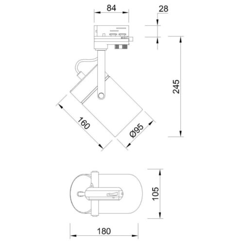 mantra aruba foco 1l rail e27 blanco 2