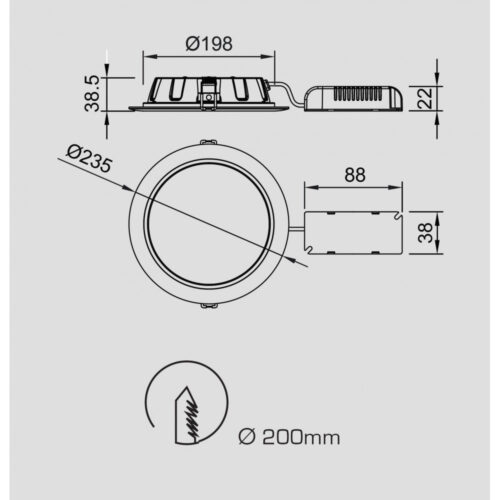 mantra graciosa downlight led 245w 3000k 1