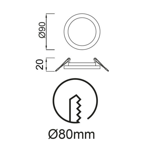 mantra saona downlight led redondo 6w 3000k 2