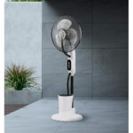 Ventilador Humidificador Pie Iceberg Blanco/negro 80w 3velocidades 3aspas Nebulizador 125x43x38cm Tanque Agua 2,8l