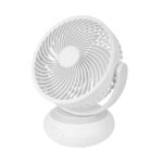 Ventilador Inalambrico Sobremesa Bengali Blanco 5w 3vel Recargable C/luz, Aliment.USB, Fijo Y Rotatorio