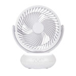 Ventilador Inalambrico Sobremesa Bengali Blanco 5w 3vel Recargable C/luz, Aliment.USB, Fijo Y Rotatorio