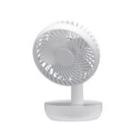Ventilador Inalambrico Dc Portatil Jerico Blanco/gris 5w 3vel Recargable, Alim.usb, Orientable 3aspas