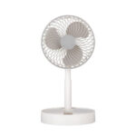 Ventilador Inalambrico Dc Portatil Jerico Blanco/gris 5w 3vel Recargable, Alim.usb, Orientable 3aspas