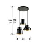 I3-VULCANO- LAMP 3L D50- NEGRO/ORO SCHULLER - Imagen 4