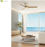 VENTILADOR BLANCO CERAMICA /MADERA TAMAÑO M DE ASPAS CON LUZ - Imagen 2