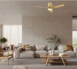 VENTILADOR BEIGE CERAMICA /MADERA TAMAÑO M DE ASPAS CON LUZ - Imagen 2