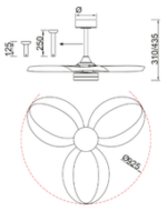 VENTILADOR INFINITY FAN BLANCO Y MADERA DE ASPAS CON LUZ - Copy - Imagen 4