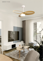 VENTILADOR INFINITY FAN BLANCO Y MADERA DE ASPAS CON LUZ - Copy - Imagen 3