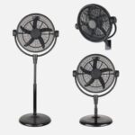 Ventilador Pie 3x1 Aifos Negro 3 velocidades 90w 5aspas Rotacion manual Suelo/pared/sobremesa Orientable