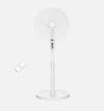 Ventilador De Pie Verdel Blanco 3 velocidades 50w 5 aspas Fijo/rotatorio C/remoto Y Temporizador