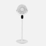Ventilador De Pie Cadalso Blanco 8 velocidades 25w 9 aspas 45d Fijo y rotatorio. Motor dc. Remoto