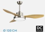 Ventilador DC Hayate 48w Niquel y haya 3 Aspas Control remoto, Memoria Y Temporizador