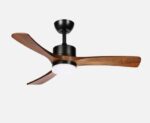 Ventilador Dc Hellin 18w Negro/roble 3 aspas 6 velocidades 106d Luz Opcional 2250l m3000-4500-6500k