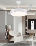 VENTILADOR ASPAS PLEGABLES FIONA-L BLANCO Y MADERA - Imagen 3