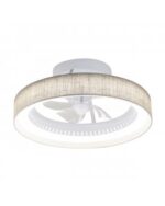 Ventilador de Techo ARCO BLANCO-LINO TOSTADO 50 cm con Luz LED 40W y Motor DC | Diseño con Pantalla Textil