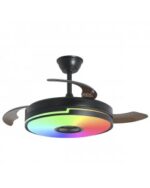 Ventilador de Techo AURON NEGRO con Luz LED 54W, Motor DC y Altavoz Bluetooth | RGB + APP