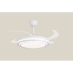 Ventilador de Techo DC KORFU Blanco con Luz LED 72W Regulable y Aspas Retráctiles Ø107cm