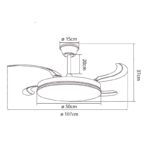 Ventilador de Techo DC KORFU Blanco con Luz LED 72W Regulable y Aspas Retráctiles Ø107cm - Imagen 3