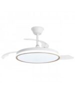 Ventilador de Techo ALEMAR DUBLIN MADERA CLARA con Luz LED 68W y Motor DC Silencioso | Aspas Retráctiles
