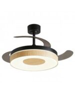 Ventilador de Techo DUNA negro/madera con Luz LED 50W y Motor DC Silencioso | Aspas Retráctiles
