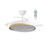 Ventilador LED Marte Blanco + Madera con aspas retráctiles 48W – Diseño moderno, silencioso y elegante - Imagen 3