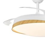 Ventilador LED Marte Blanco + Madera con aspas retráctiles 48W – Diseño moderno, silencioso y elegante - Imagen 4