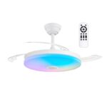 Ventilador LED Music con aspas retráctiles y altavoz RGB 48+8W – Luz, música y confort en uno